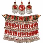 Traditional Afghan Beaded Jewelry Set – Ethnic Necklace with Earrings & Forehead Mantika