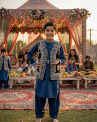 traditional Afghan kids vest - Afghan Traditional Kuchi Waskat for