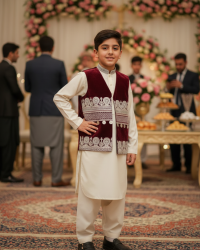 Kuchi embroidered waistcoat for boys - Afghan Traditional Kuchi Waskat