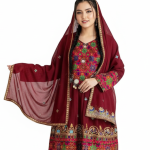 Women’s Afghani Traditional Dress – Long Flared Anarkali Style Party Wear