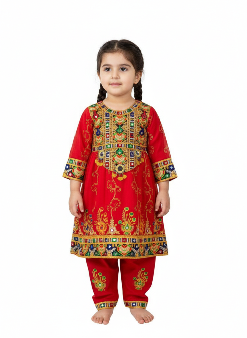 ai-generated-gen_1775552198_0.png Little Girl’s Afghan Heritage Dress ( 3 - 5 years old ) - Image 1