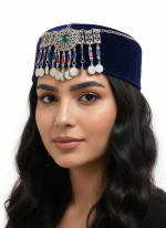 Afghan Ethnic Kuchi Hat ( Blue ) – Embroidered Boho Headwear - Image 2