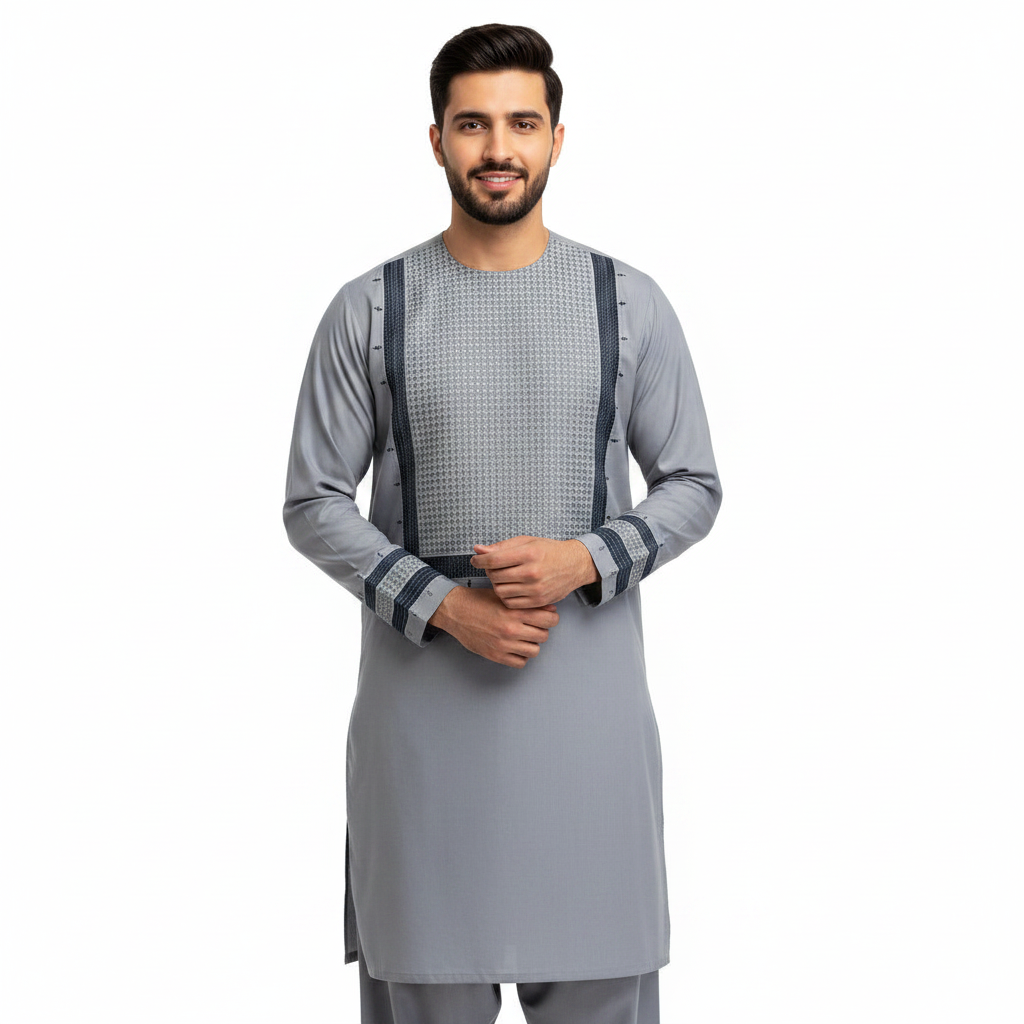 ai-generated-gen_1775818651_0.png Afghan Men's Embroidered Unstitched Cloth - Image 1
