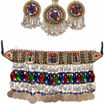 Nomad Queen Afghan Jewelry Set – Colorful Necklace, Matching Earrings & Mantika