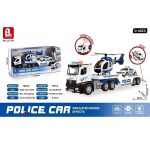 SpringFlower 25" Police Transport Truck Toy – City Police Carrier with Helicopter & Race Car 58075A