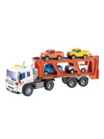 IndusBay Car Carrier Truck Toy – Friction Powered Transporter with 4 Pickup Trucks WY572A1 - Image 2