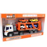 IndusBay Car Carrier Truck Toy – Friction Powered Transporter with 4 Pickup Trucks WY572A1