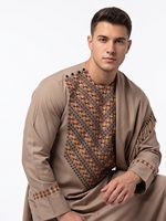 Geometric Embroidered Kameez Shalwar with Scarf - Image 2