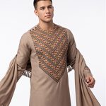 Geometric Embroidered Kameez Shalwar with Scarf
