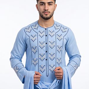 custom blue kameez shalwar - Blue Floral Embroidered Kameez Shalwar