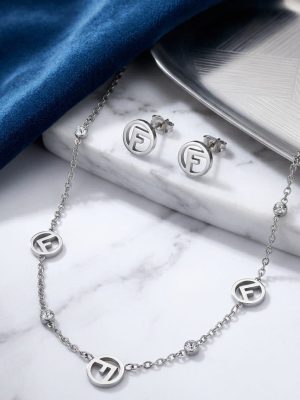 Silver Monogram Jewelry Set