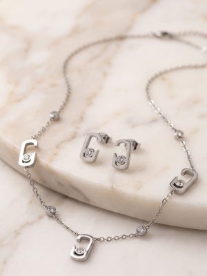 Silver Geometric Jewelry Set