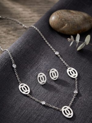 Geometric Silver Jewelry Set