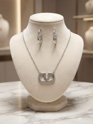 Silver VLogo Jewelry Set