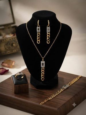 Gold Monogram Jewelry Set