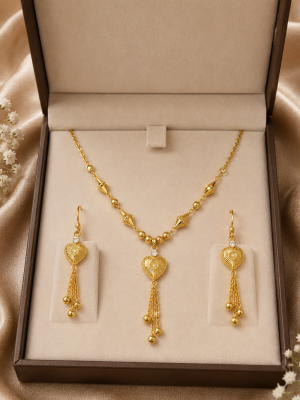 Elegant Heart Tassel Necklace Set