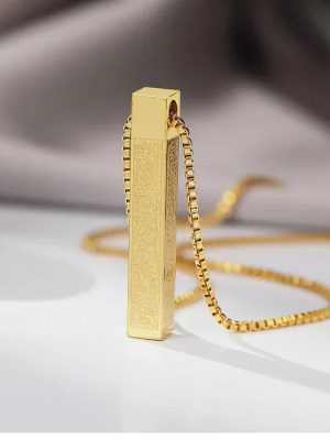 Islamic Ayat ul Kursi Bar Pendant Necklace