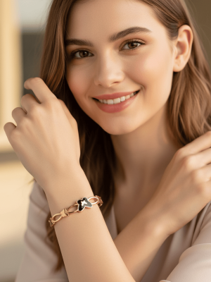 Black Enamel Butterfly Bangle - Zambeel