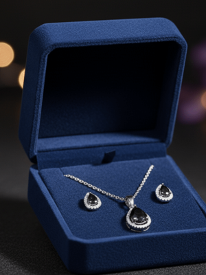 Black Teardrop Cubic Zirconia Set - Zambeel