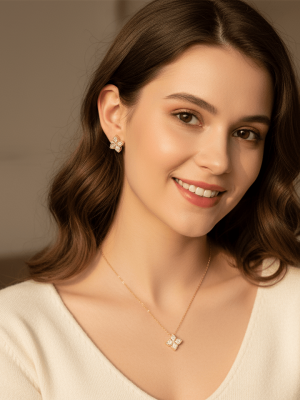 Blossom Petal Crystal Jewelry Set - Zambeel