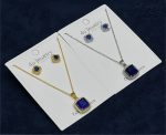 Blue Square Cubic Zirconia Set - Zambeel