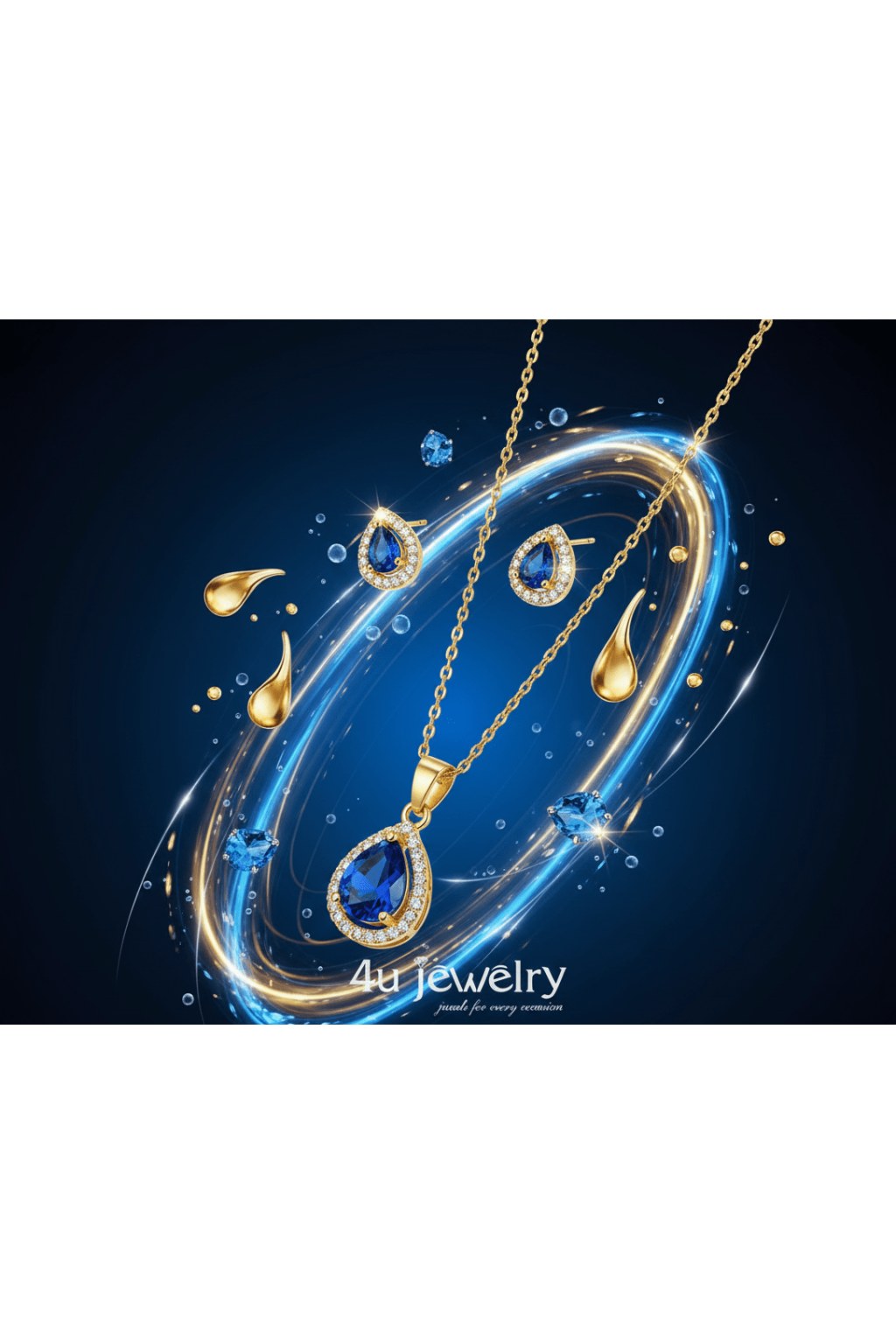 blue-teardrop-cubic-zirconia-set-2178465 Blue Teardrop Cubic Zirconia Set - Zambeel