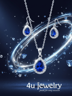 Blue Teardrop Cubic Zirconia Set - Zambeel