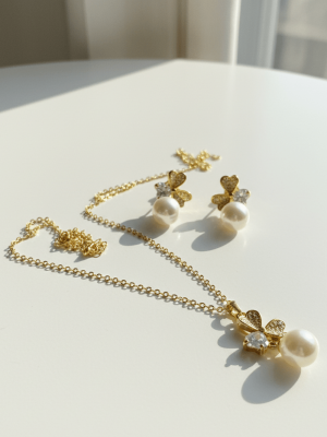 Butterfly Pearl Charm Jewelry Set - Zambeel