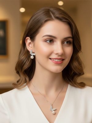 Butterfly & Pearl Drop Set - Zambeel