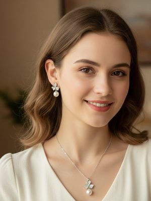 Butterfly & Pearl Pendant Jewelry Set - Zambeel