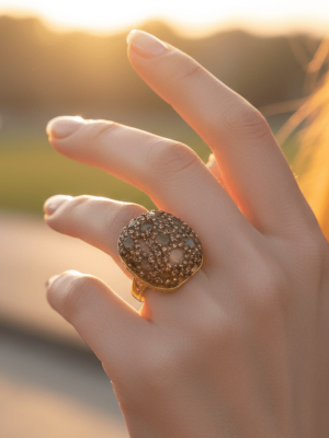 Champagne Crystal Dome Statement Ring - Zambeel
