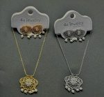 Classic Pearl Drop Filigree Necklace Set - Zambeel