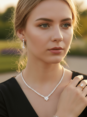 Clover Crystal Pendant Jewelry Set - Zambeel