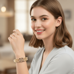Crystal Bloom Gold Bangle - Zambeel