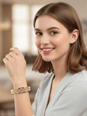 Crystal Bloom Gold Bangle - Zambeel
