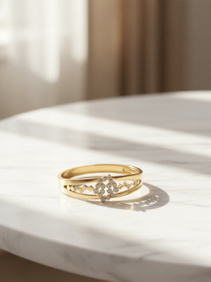 Crystal Bloom Gold Bangle - Zambeel
