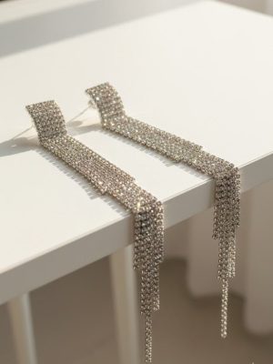 Crystal Cascade Fringe Earrings - Zambeel