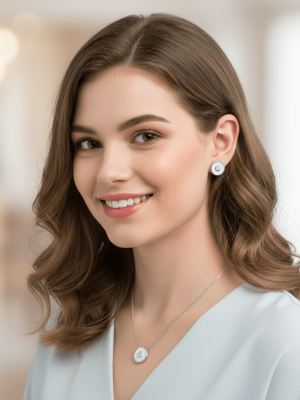 Crystal Donut Circle Pendant & Stud Set - Zambeel