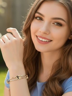 Crystal Heart Dual - Band Bangle - Zambeel