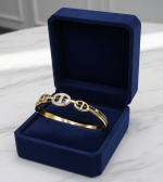 Crystal Link Hinged Bangle - Zambeel