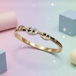Crystal Link Hinged Bangle - Zambeel