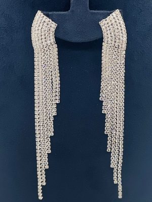 Curved Crystal Waterfall Earrings - Zambeel
