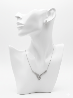 Curved Leaf Crystal Jewelry Set - Zambeel