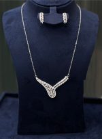 Curved Leaf Crystal Jewelry Set - Zambeel