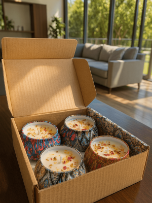 Decorative Floral Scented Tin Candles - Zambeel