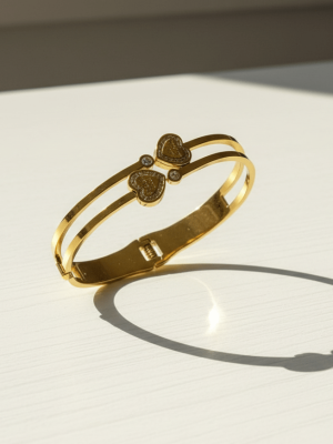 Double Heart Crystal Bangle - Zambeel