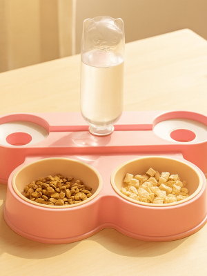 Dual Pet Feeding Bowl with Water Dispenser - Zambeel