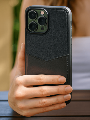Dual - Tone Fabric & PU Leather iPhone Case - Zambeel