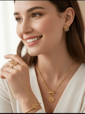 Elegant Filigree Flower Jewelry Set - Zambeel
