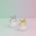 Elegant Pearl Butterfly Ring - Zambeel